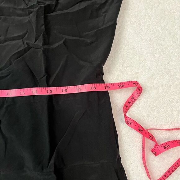 Chaser Dress Womens Medium Black Silk Mini Tie Front Shirred Cuffed Sleeves NWT - Picture 8 of 12